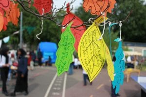 Pupils, parents and teachers added their memories on leaves.