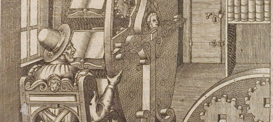 The early modern bookwheel, from Le diverse et artificiose machine del capitano Agostino Ramelli (1588)