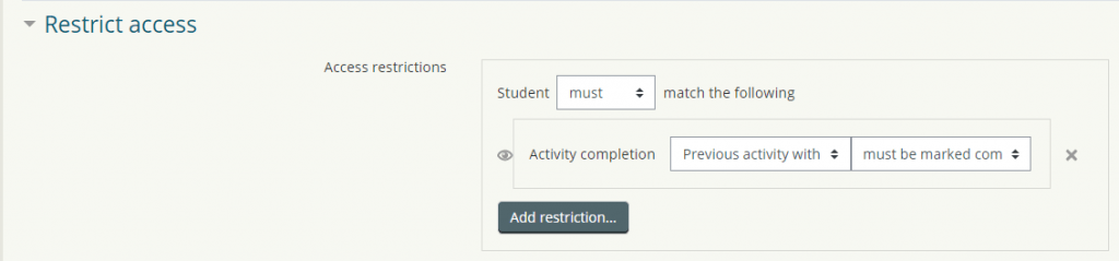 Moodle activity completion
