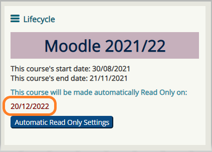 LifeCycle Block Image showing highlighted Read-Only date
