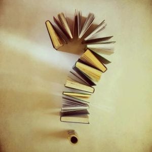 Books in a question mark shape