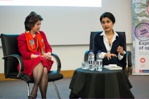 Dame Nicola Brewer and Shami Chakrabarti during Q&A session