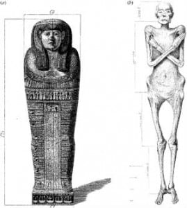 Dr Granville's drawing of Lady Irtyersenu's mummy