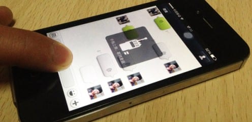 A WeChat user recording a voice message to send to another user (Photo by Tom McDonald)