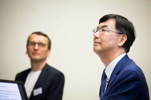 Professor Shimon Sakaguchi from Osaka University (right) pictured with Professor Hans Stauss, IIT Director at the 2018 IIT Symposium