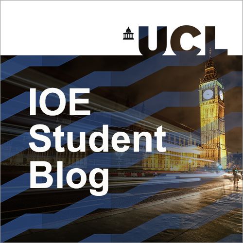 IOE Student Blog with zig zag shapes over an image of Big Ben, London