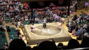 Beginning of a sumo bout at the sumo arena, Tokyo
