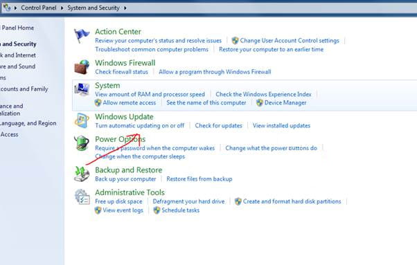 Screenshot showing Windows Update options