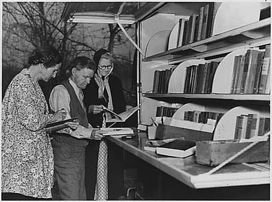 US library bookmobile, 1930's: from Franklin D Roosevelt Presidential Library and Museum online collection (copyright free)