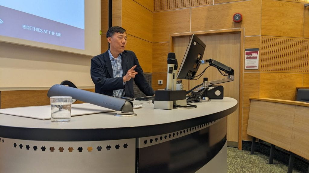  =Dr Scott Kim from the Department of Bioethics at the National Institutes of Health delivering a presentation at the IoMH conference at UCL, September 2023