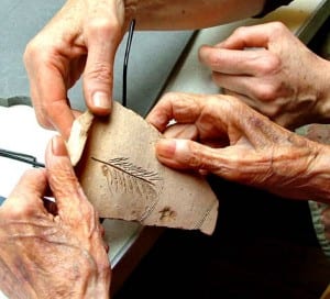 Object handling session in a care home.