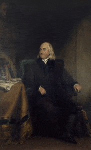 Bentham later in life.  Photo courtesy of UCL Art Museum.