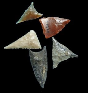 Pointy flint projectile points. handle with care.