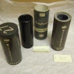 A set of three 1950's Dictaphone tubes,  ready to be used by a researcher. 