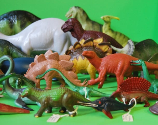 Grant Museum plastic dinosaur specimens