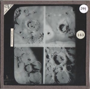 Grant Museum magic lantern slide LDUCZ 299 showing craters on the lunar surface