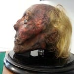 Side view of the head of Jeremy Bentham.