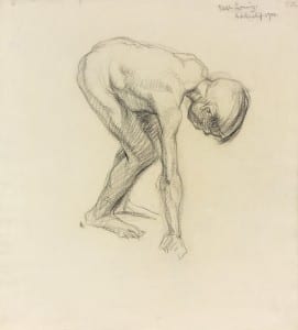 Percy Wyndham Lewis, Stooping Nude Child, 1900, Black Chalk, UCL 6003 (The Estate of Mrs G.A. Wyndham Lewis. By permission of the Wyndham Lewis Memorial Trust (a Registered Charity)