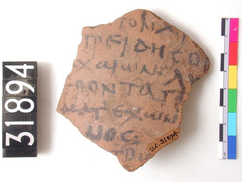 Greek fragments of Homer's Iliad on ceramic ostracon (UC31894)