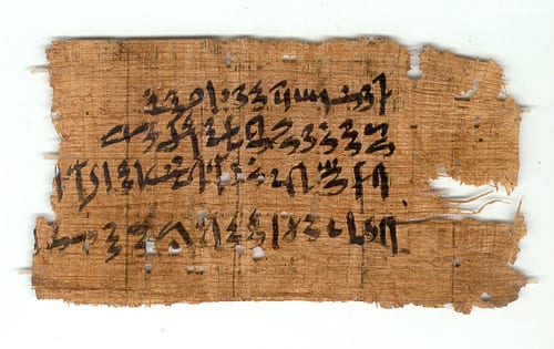 Hieratic papyrus note about stores (UC32180)