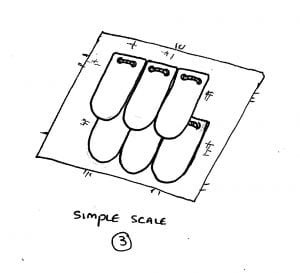 diagram of the scales now laid overlapping and attached to a lining in the simplest fashion