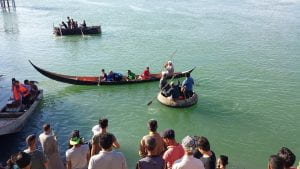 1 Guffa coracle, Tarada canoe, and Delil barge guide-boat, on the Euphrates at Hit 12 April 2019 - copyright Rashad Salim