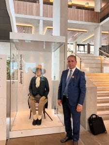 Dr Hamed with "Auto-Icon" of philosopher and reformer, Jeremy Bentham at UCL