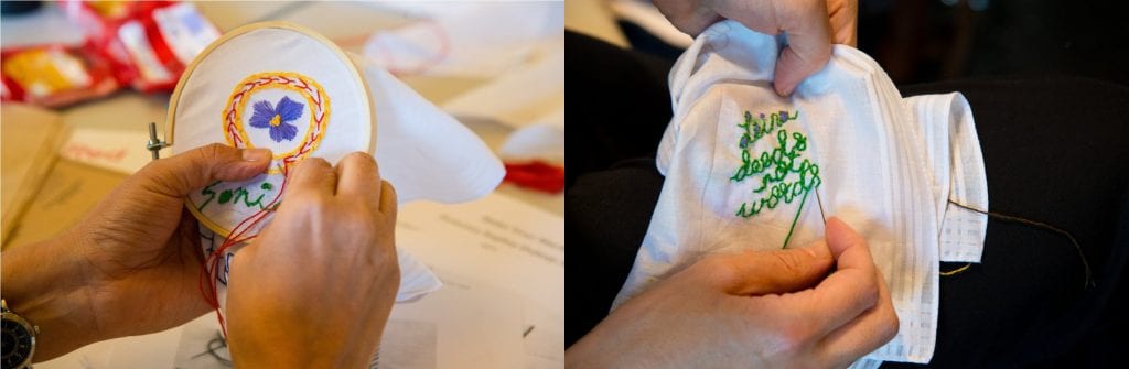 hands and embroidery