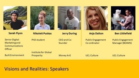 Image of speakers with individual descriptions of their roles