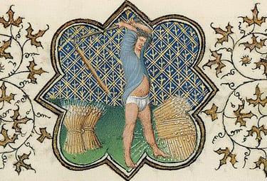 August medieval calendar page