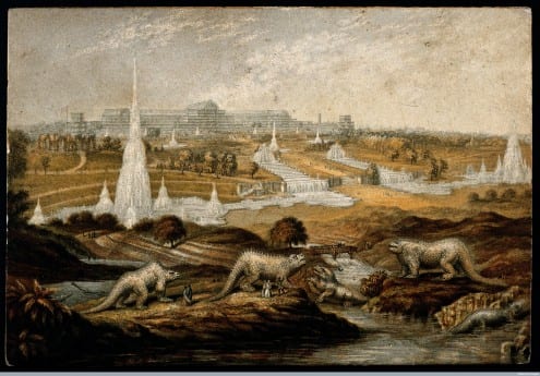 The Crystal Palace Dinosaurs in 1854, by John Haygarth. Picture credit: Wellcome Trust (CC-BY)