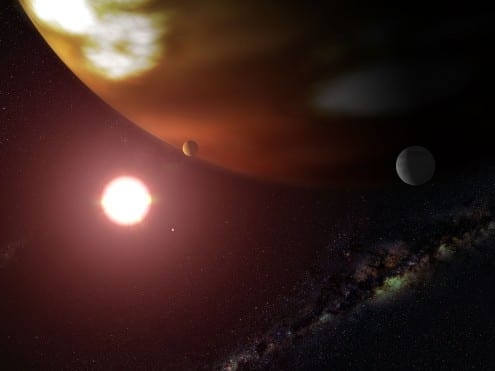 Artist's impression of exoplanet Gliese 876b. Credit: NASA, ESA, G. Bacon (STScI)