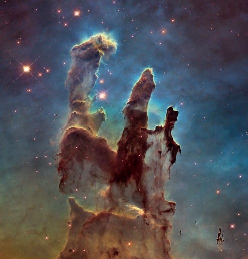 One of Hubble's famous images, the 'Pillars of Creation' in the Eagle Nebula. Credit: NASA, ESA and the Hubble Heritage Team