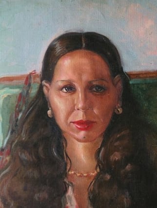 Fig1 Ibrahim El-Salahi ‘Portrait of a Woman from Egypt’, (1950-54) Oil on canvas, 31.5 x 38cm Collection Eve El-Salahi