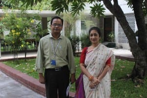 Omar Faruque with Prof Lala Rukh Selim in the grounds of the British Council, Dhaka August 2010