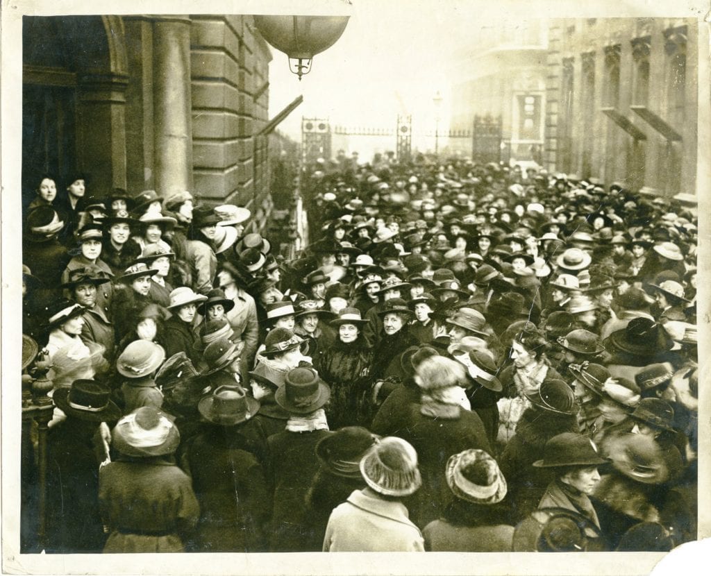 Demonstration by the London Unit against the allocation of the Fisher Grant, 1918