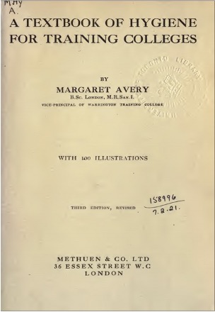 Image of the title page of Margaret Avery's textbook 'Hygiene'