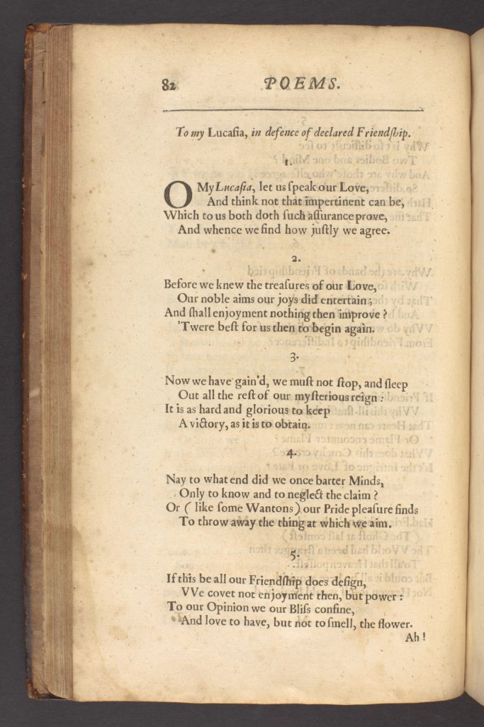 An old, yellowed page of printed text titled "To my Lucasia" 