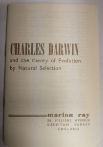 A booklet titled Charles Darwin and the Theory of Evolution by Natural Selection by Marian Ray, to accompany her hand illustrated educational film (c.1940s - 1980s).