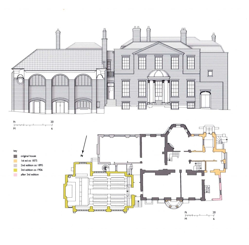 Elevation drawing and phase plan of Gilmore House, Battersea