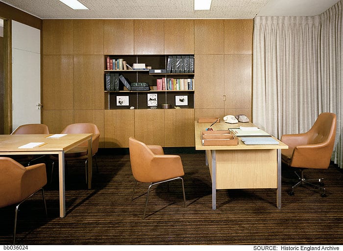 Typical director's office on the eighth floor. Photographed by Millar & Harris c. 1974 © Historic England Archive, bb036024