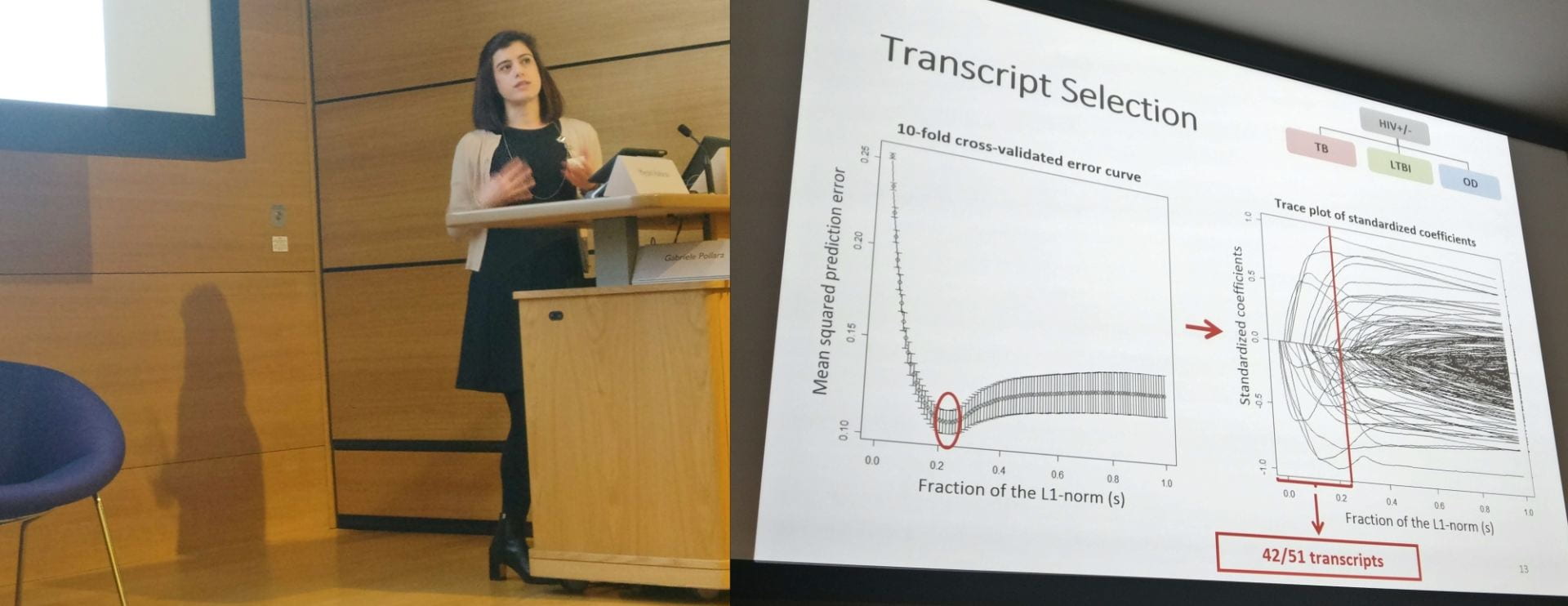 Dr Myrsini Kaforou with slide of data