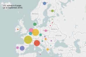 Map showing UCL activity in Europe as at September 2016