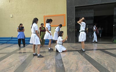 Filming a documentary about skirt length at Delhi Public School